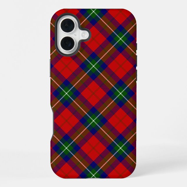 Coque iPhone tartan Ruthven rouge vert bleu carreaux (Verso)