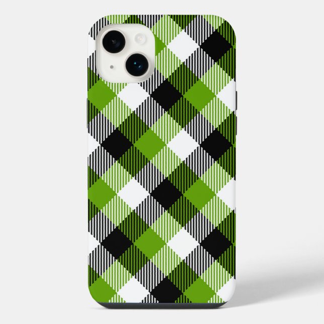 Coque iPhone Tartan simple carreaux néon vert  (Verso)