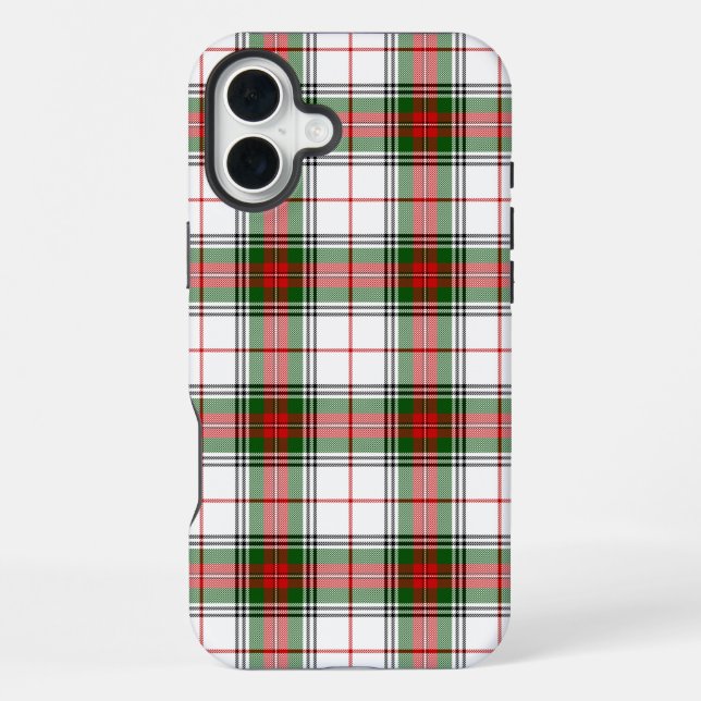 Coque iPhone Tartan Stuart / Stewart blanc rouge vert carreaux (Verso)
