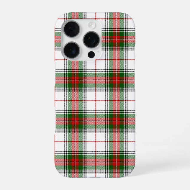 Coque iPhone Tartan Stuart / Stewart blanc rouge vert carreaux (Verso)