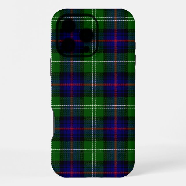 Coque iPhone tartan Sutherland bleu vert carreaux (Verso)