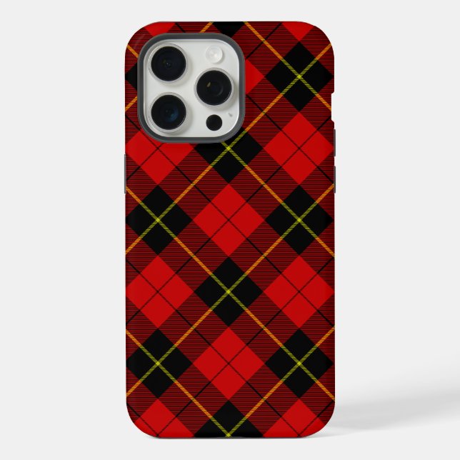 Coque iPhone Tartan Wallace rouge noir carreaux (Verso)