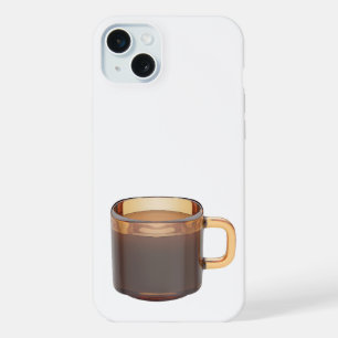Coque iPhone 15 Plus Tasse à café en verre marron avec du café infusé