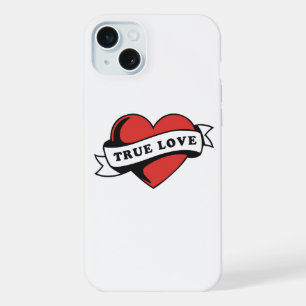 Coque iPhone 15 Plus Tatouage de cœur de véritable amour Conception d