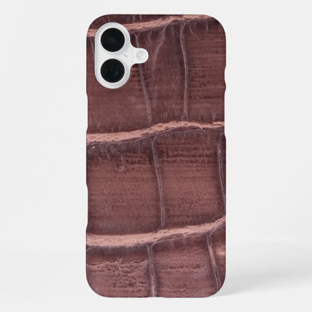 Coque iPhone Taupe moderne Croc Cuir Texture (Verso)