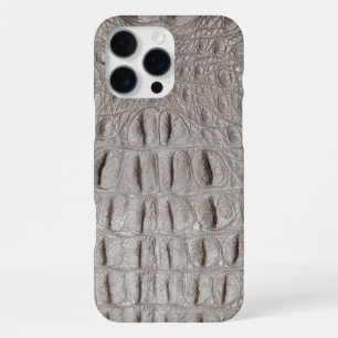 Coque iPhone 16 Pro Max Taupe moderne Croc Cuir Texture