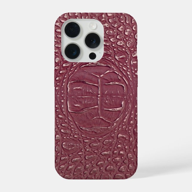 Coque iPhone Taupe moderne Croc Cuir Texture (Verso)