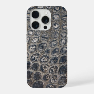 Coque iPhone 15 Pro Taupe moderne Croc Cuir Texture