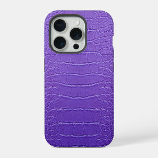 Coque iPhone 15 Pro Taupe moderne Croc Cuir Texture