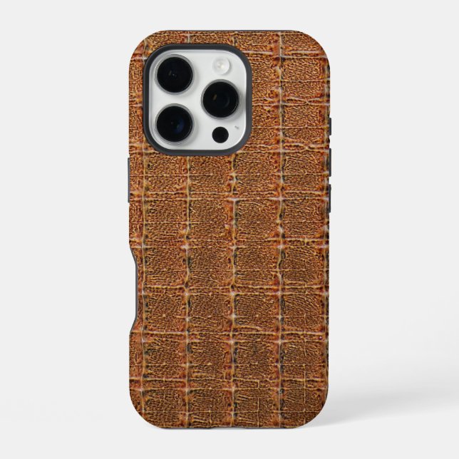 Coque iPhone Taupe moderne Croc Cuir Texture (Verso)