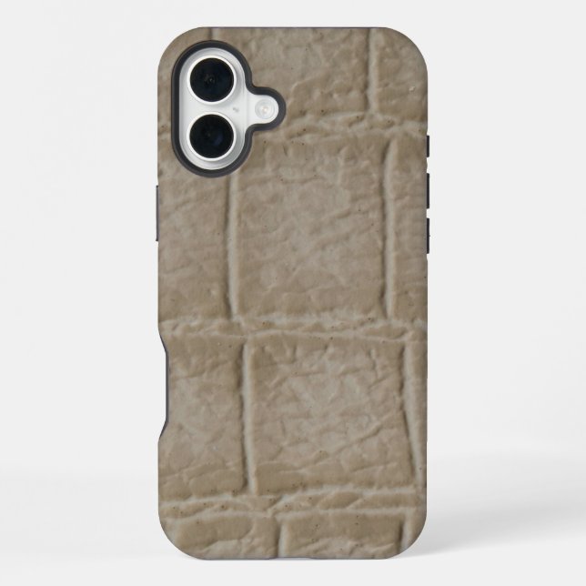 Coque iPhone Taupe moderne Croc Cuir Texture (Verso)