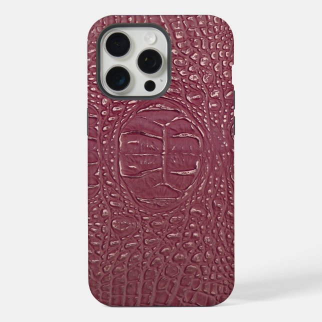 Coque iPhone Taupe moderne Croc Cuir Texture (Verso)