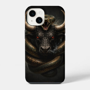 Coque Pour iPhone 14 Taureau en colère et bouclier de serpent - Boîtier