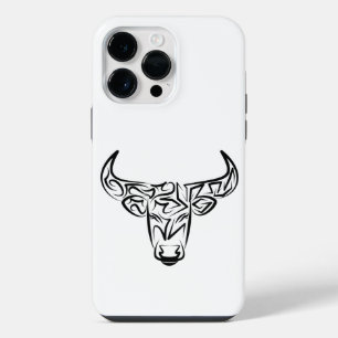 Coque Pour Pour iPhone 14 Pro Max Taureau tribal noir et blanc