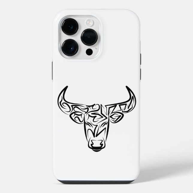 Coque iPhone Taureau tribal noir et blanc / Ox (Verso)