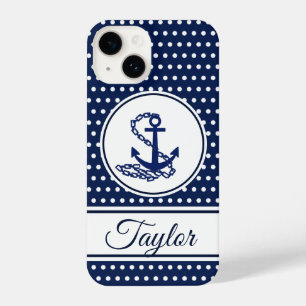Coque Pour iPhone 14 Taylor, Nom Modèle Symbole d'Ancre Style maritime