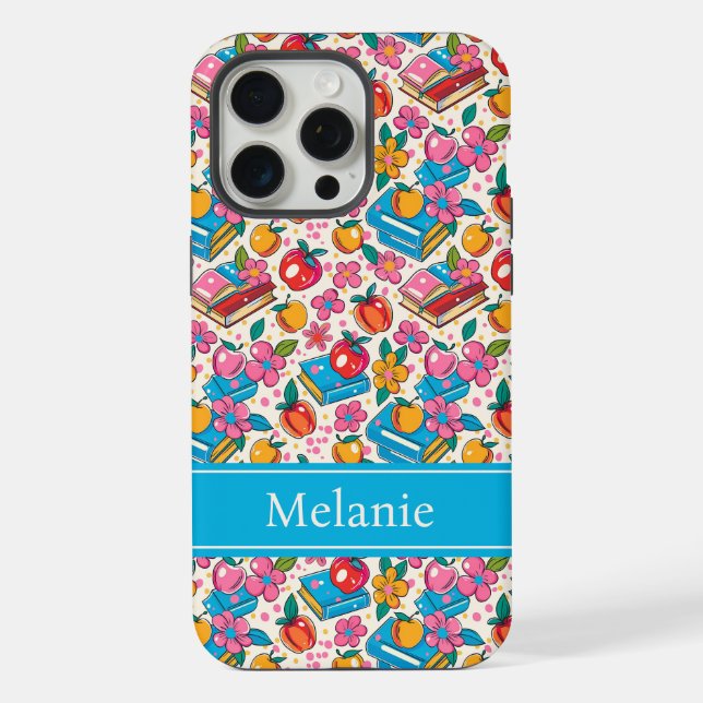 Coque iPhone Teacher Pattern Phone Case with Custom Name (Verso)