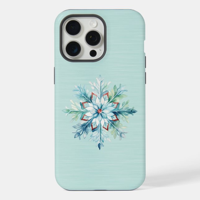 Coque iPhone Teintes bleu vert Turquoise Géant Snowflake (Verso)
