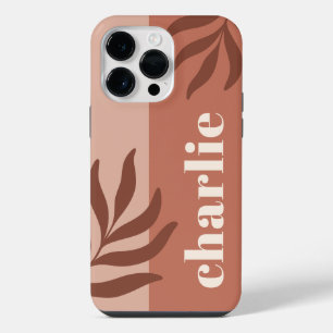 Coque Pour Pour iPhone 14 Pro Max teintes en terre cuite moderne nom vertical botani