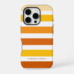 Coque iPhone 16 Pro Teintes Fantaisistes de Rayures de Cabane Orange