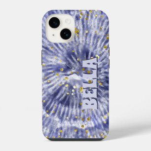 Coque Pour iPhone 14 Teinture personnalisée bleu et blanc