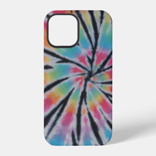 Coque iPhone Teinture Tie Dye Arc-en-Ciel Pastel en Spirale (Verso)