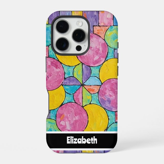 Coque iPhone Téléphone intelligent à cercles géométriques impas (Verso)