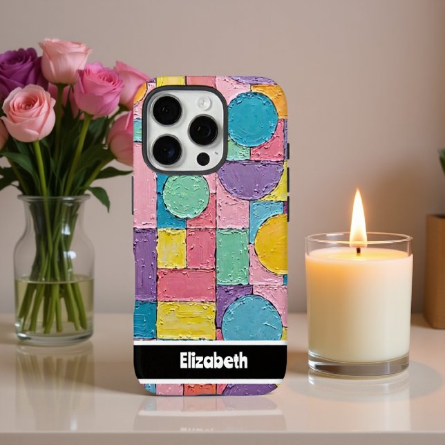 Coque iPhone Téléphone intelligent géométrique vibrant à textur (Créateur téléchargé)