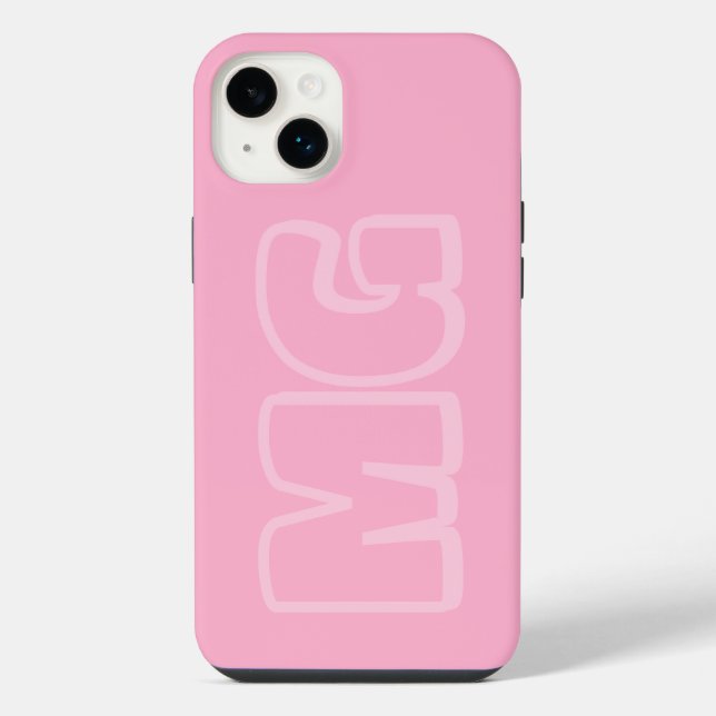 Coque iPhone Téléphone Monogramme Rose Prépa (Verso)