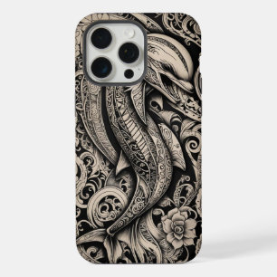 Coque iPhone 15 Pro Max Téléphone Os Scrimshaw Dauphin