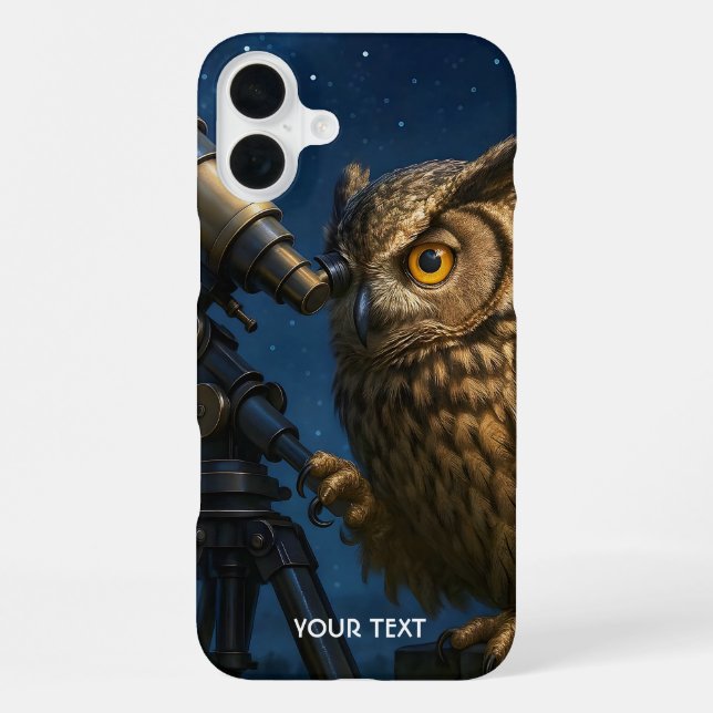 Coque iPhone Télescope de nuit de chouette mignonne fantastique (Verso)