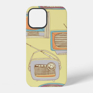 Coque iPhone 12 télévision et radio rétro. motif transparent