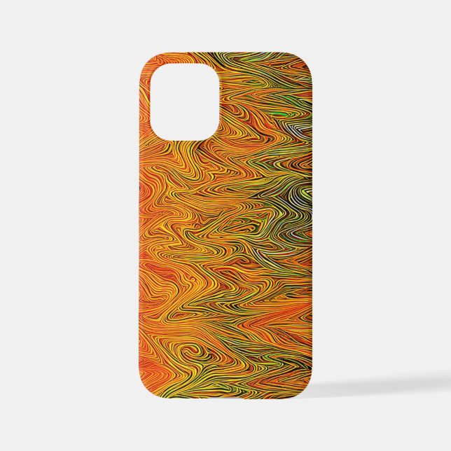 Coque iPhone "Tempête neurale" Orange jaune Abstrait (Verso)