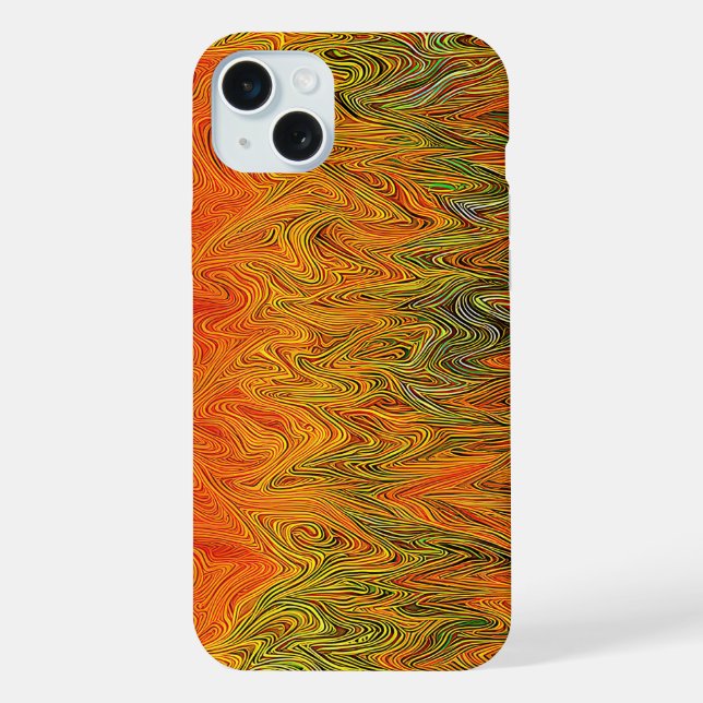 Coque iPhone "Tempête neuronale" Abstrait jaune orange (Verso)