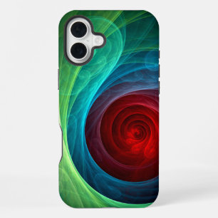 Coque iPhone 16 Plus Tempête rouge Floral Art moderne Abstrait Motif co