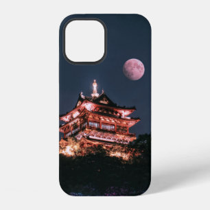 COQUE iPhone 12 TEMPLE BRUN ET BLANC SOUS PLEINE LUNE