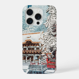Coque iPhone 15 Pro Temple de neige personnalisé I Blanc et bois