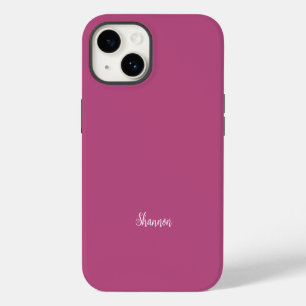 Coque Pour iPhone 14 Tendance Couleur Rose Violet Baie - Nom Minimalist