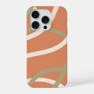 Coque iPhone 15 Pro Terracotta Linework Pattern | Cream & Olive