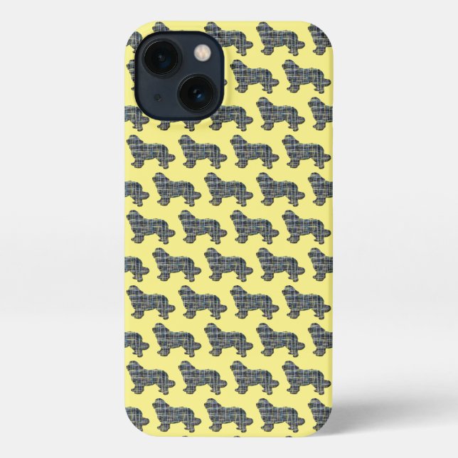 Coque iPhone Terre-Neuve Nouveau Chien Cute Grille silhouette j (Verso)
