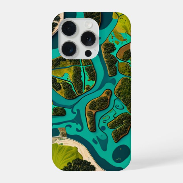 Coque iPhone Terres Marécageuses Futuristes (Verso)