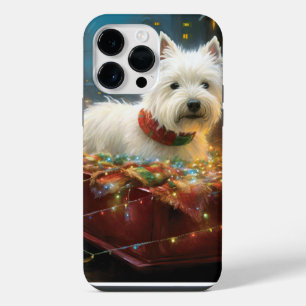 Coque Pour Pour iPhone 14 Pro Max Terrier Blanc de West Highland Noël Fête
