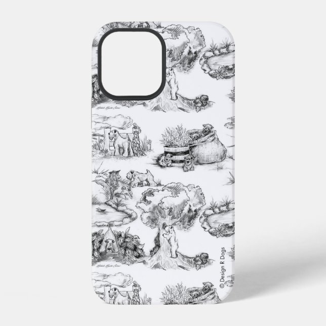 Coque iPhone Terrier Blé Toile Noir (Verso)