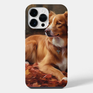 Coque Pour Pour iPhone 14 Pro Max Térrier du Canada Néo-Écossais dans les feuilles d