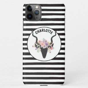 Coque iPhone 11Pro Max Tête de cerf et roses personnalisés