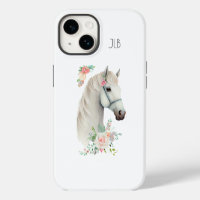 Tête de Cheval Blanc Magnifique Monogramme Floral
