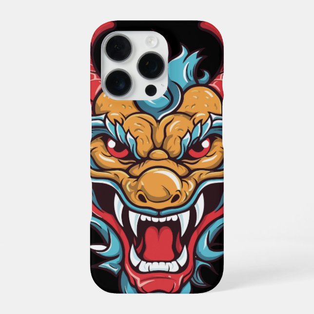 Coque iPhone Tête de dragon féroce (Verso)