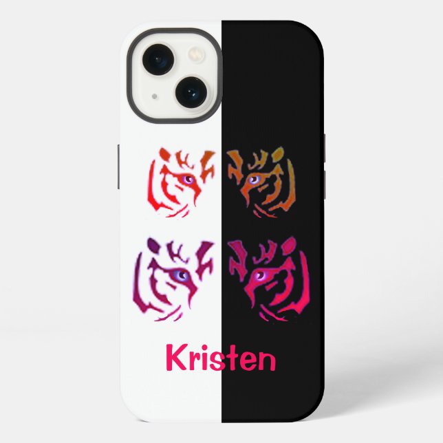 Coque iPhone Tête de Tigre Noir & Blanc (Verso)