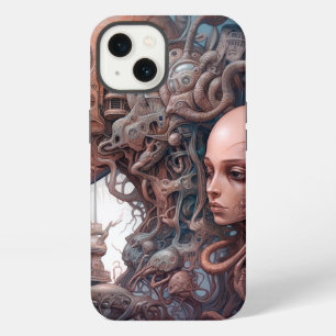 Etui iPhone 13 Têtes biomécaniques Art Suréaliste Sci-Fi