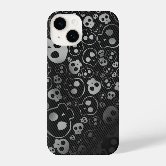 Coque iPhone têtes de crâne blanc et noir (Verso)